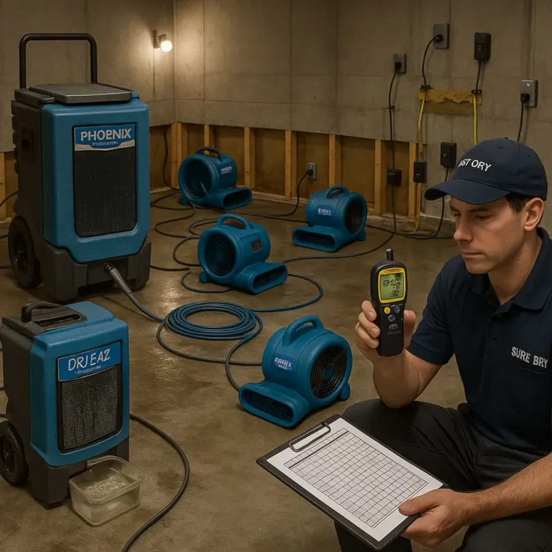 Structural Drying and Dehumidification process in Northbridge, MA